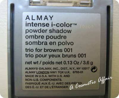 almay, almay trio, almay eyeshadow trio, almay intense i-color, palette, almay palette, almay trio for brown eyes, almay swatches, almay eye swatches, palette swatches, eyeshadow swatches, almay review, almay trio review, almay intense i-color trio review