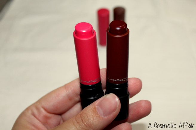 MAC Malta Liptensity store Sliema swatches lipstick Bangin Brilliant Eros Dionysus